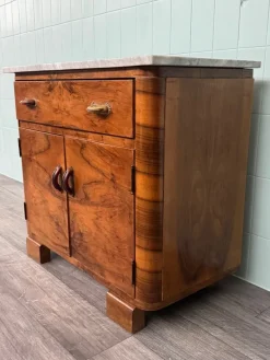 Pamono Vintage Italian Sideboard in Burl Wood with Marble Top, 1930s><noscript><img width=