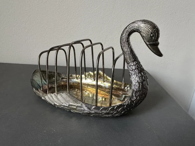 Discount Pamono Vintage Italian Silver-Plated Swan Toast Rack, 1970s