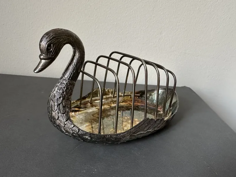 Discount Pamono Vintage Italian Silver-Plated Swan Toast Rack, 1970s