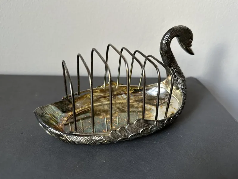Discount Pamono Vintage Italian Silver-Plated Swan Toast Rack, 1970s
