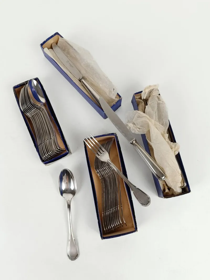 Pamono Vintage Italian Silver-Plated Cutlery Set Mod Baroque from Sambonet, 1960s, Set of 36> Cutlery & Serving Utensils