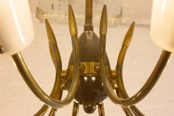 Pamono Vintage Italian Spider Chandelier with Frosted Shades, 1970s