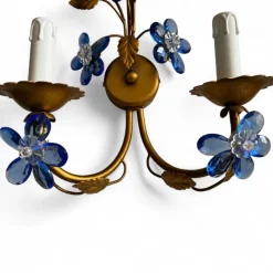 Pamono Vintage Italian Tole & Murano Glass Flower Wall Sconces, 1960s, Set of 2><noscript><img width=