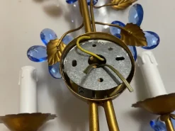 Pamono Vintage Italian Tole & Murano Glass Flower Wall Sconces, 1960s, Set of 2><noscript><img width=