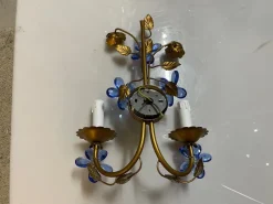Pamono Vintage Italian Tole & Murano Glass Flower Wall Sconces, 1960s, Set of 2><noscript><img width=