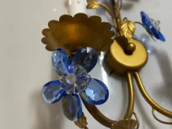 Pamono Vintage Italian Tole & Murano Glass Flower Wall Sconces, 1960s, Set of 2><noscript><img width=