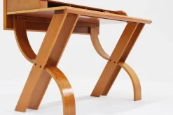 Best Pamono Vintage Italian Wooden Desk and Chair, 1970s, Set of 2