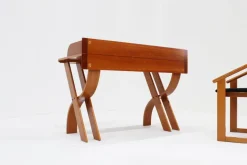 Best Pamono Vintage Italian Wooden Desk and Chair, 1970s, Set of 2