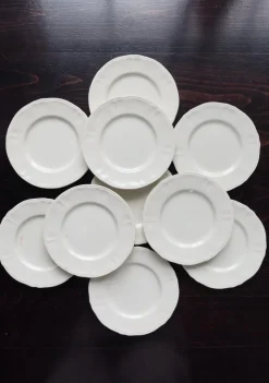 Pamono Vintage Ivory Earthenware Dessert Plates by Marli Fretwork, 1980s, Set of 10> Dinner Plates & Bowls