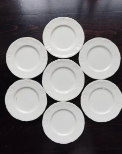 Pamono Vintage Ivory Earthenware Dessert Plates by Marli Fretwork, 1980s, Set of 10><noscript><img width=