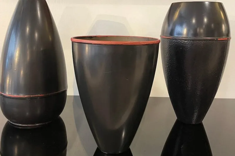 Best Pamono Vintage Japanese Black Metal Vase, 1960