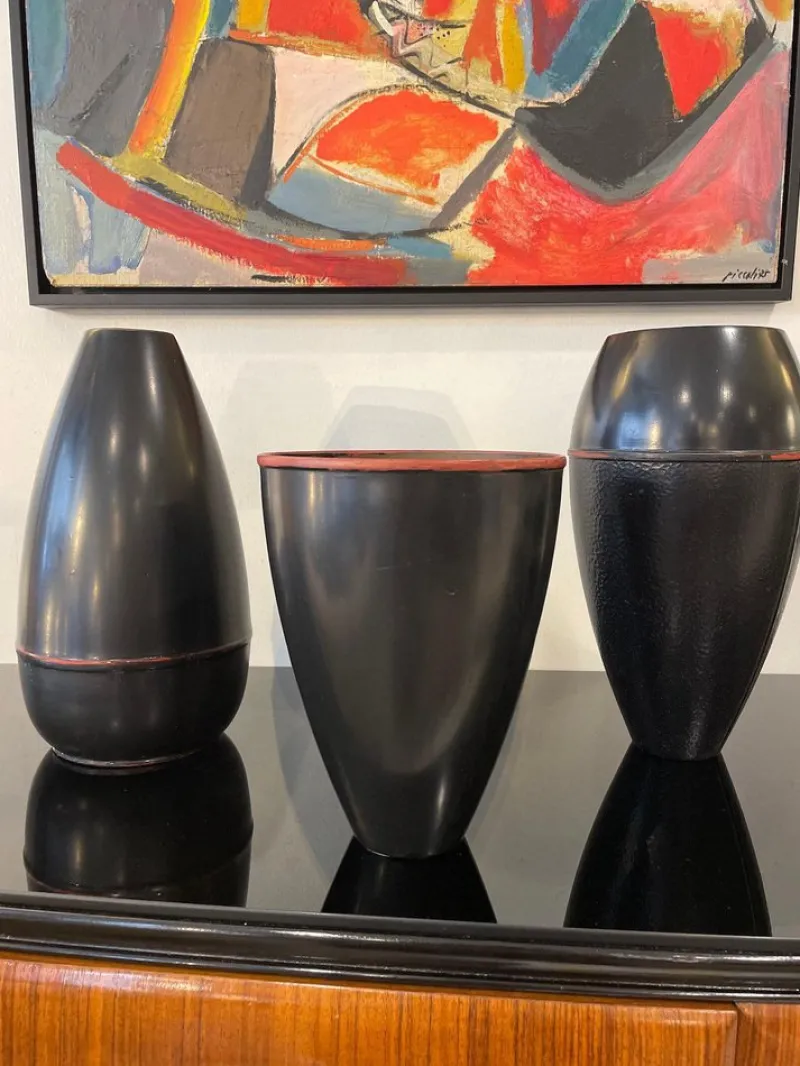 Best Pamono Vintage Japanese Black Metal Vase, 1960