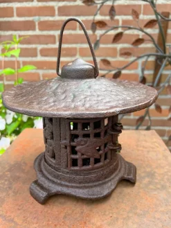 Pamono Vintage Japanese Style Cast Iron Pagode Garden Lantern, 1970s><noscript><img width=