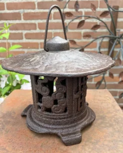 Pamono Vintage Japanese Style Cast Iron Pagode Garden Lantern, 1970s><noscript><img width=