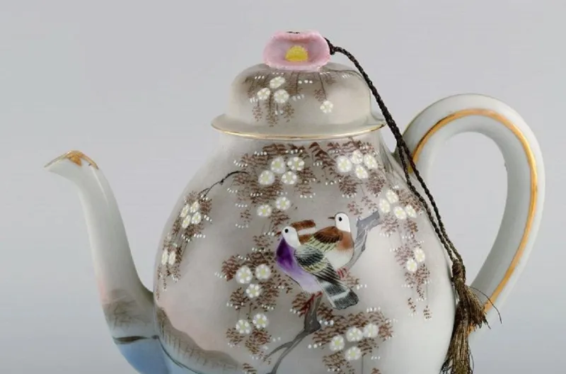 Online Pamono Vintage Japanese Tea Service in Hand Painted Porcelain, Set of 10