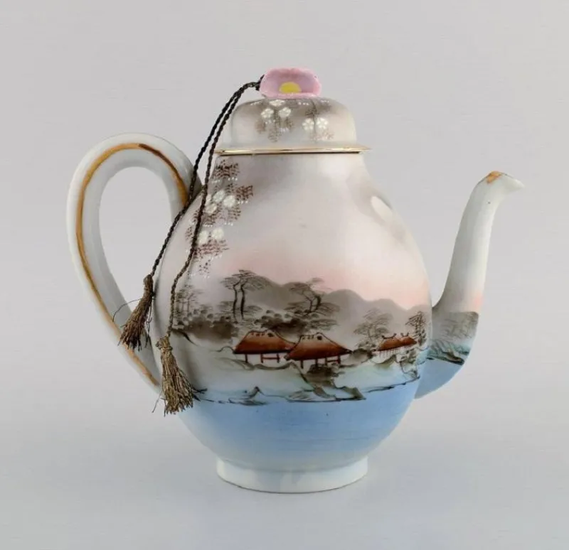 Online Pamono Vintage Japanese Tea Service in Hand Painted Porcelain, Set of 10