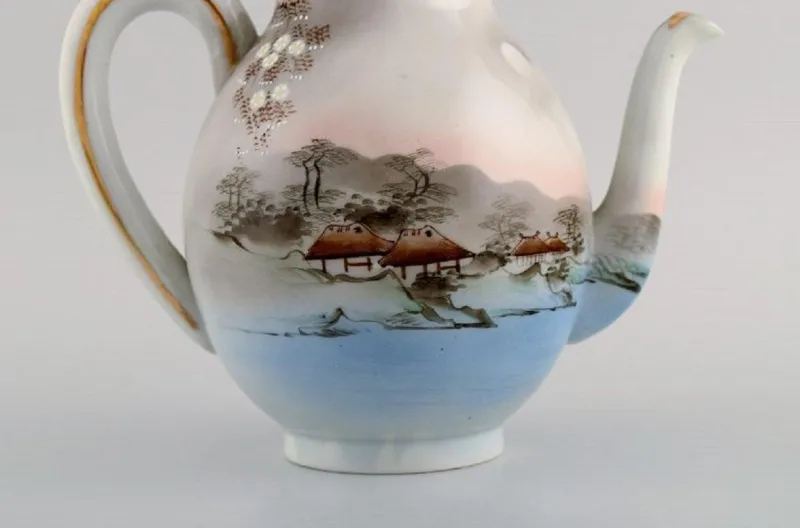 Online Pamono Vintage Japanese Tea Service in Hand Painted Porcelain, Set of 10