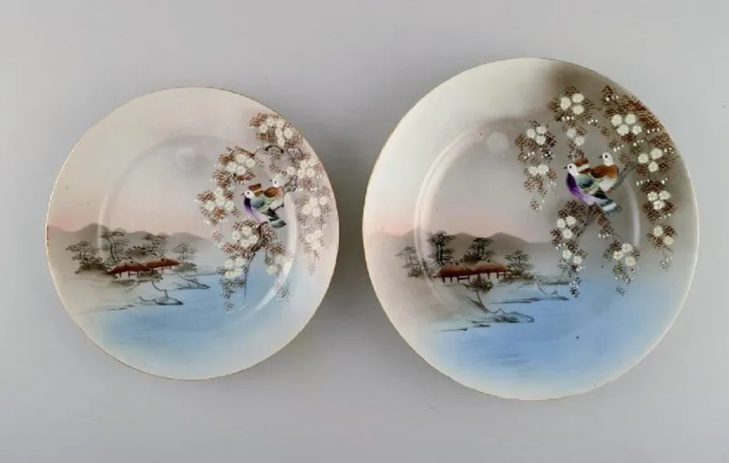 Online Pamono Vintage Japanese Tea Service in Hand Painted Porcelain, Set of 10