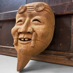 Pamono Vintage Japanese Wooden Okina Mask, 1980s> Wall Decor