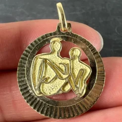 Hot Pamono Vintage 14k Yellow Gold Abstract Art Couple Pendant Medal, 1970s