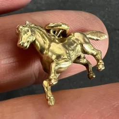 Pamono Vintage 18k Yellow Gold Horse Pony Charm Pendant, 1960s><noscript><img width=