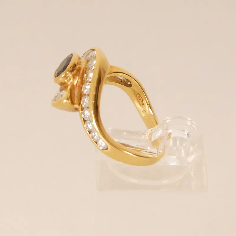 Clearance Pamono Vintage 18k Yellow Gold Natural Diamond & Sapphire Ring