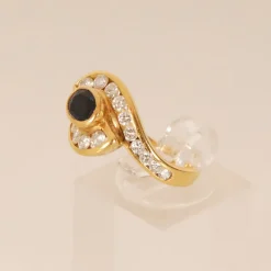 Clearance Pamono Vintage 18k Yellow Gold Natural Diamond & Sapphire Ring