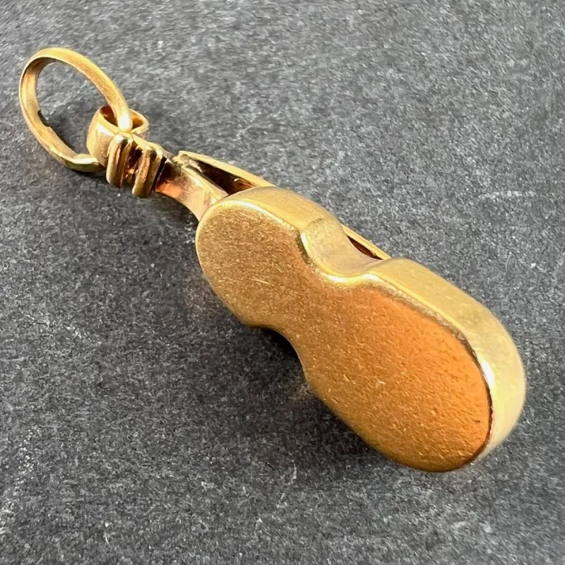 New Pamono Vintage 18k Yellow Gold Violin Charm Pendant, 1960s