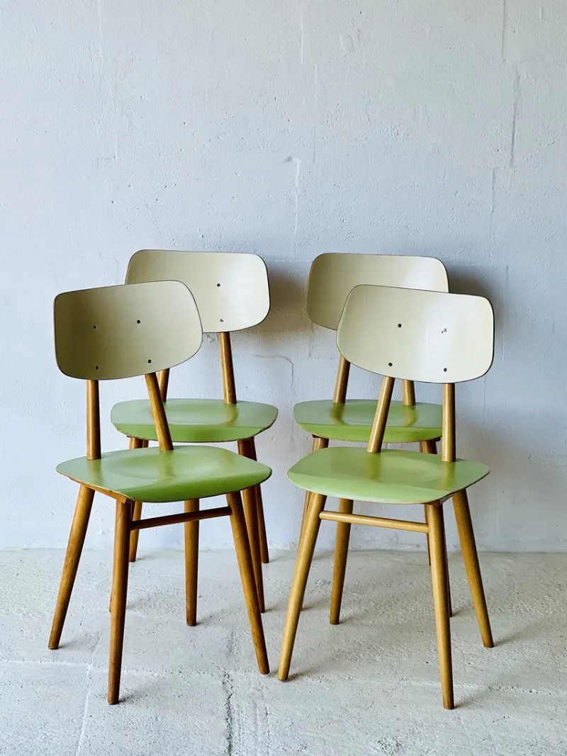 Pamono Vintage Kitchen Chairs from Ton, 1960s, Set of 4> Side Chairs & Dining Chairs