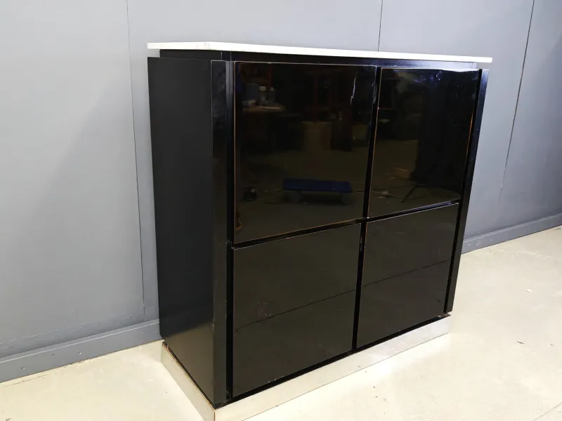 Best Pamono Vintage Lacquer and Marble Bar Cabinet, 1970s