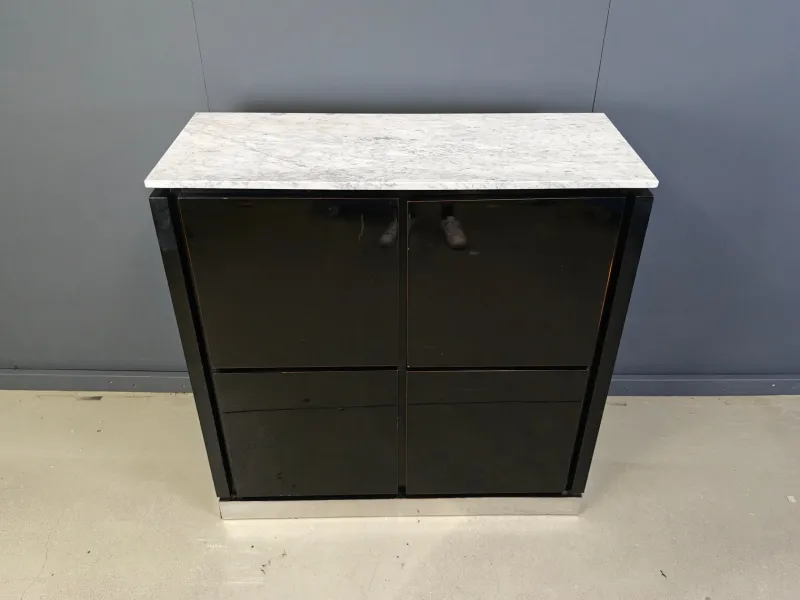 Best Pamono Vintage Lacquer and Marble Bar Cabinet, 1970s