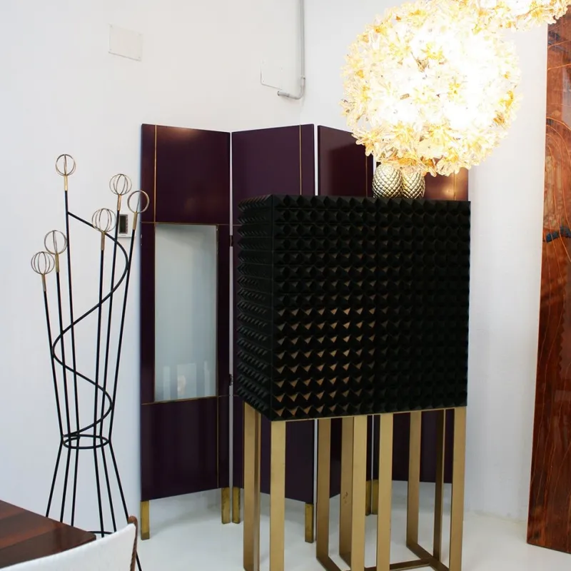 Pamono Vintage Lacquered Screen with Four Leaves> Room Dividers & Screens