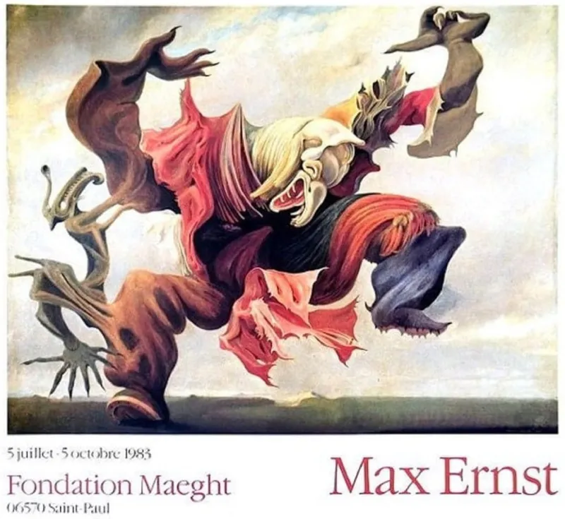 Pamono Vintage L'Ange Du Foyer Art Poster by Max Ernst, 1983> Posters