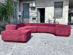 Outlet Pamono Vintage Lara Modular Sofa in Burgundy Bouclé by Roberto Pamio for Stilwood, 1970s