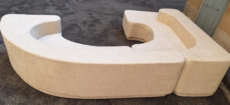 New Pamono Vintage Lara Sofa in White Bouclé by Roberto Pamio for Stilwood, 1970s, Set of 2