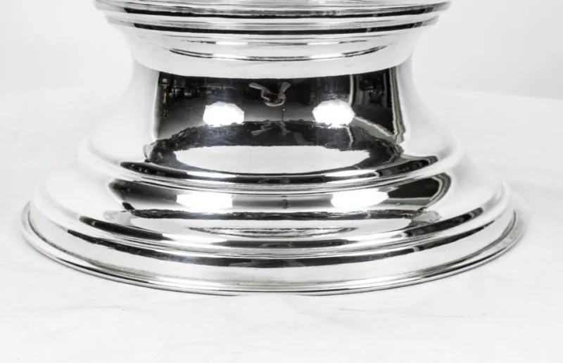 Pamono Vintage Large Silver Plated Punch Bowl Cooler with Floral Decoration