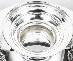 Pamono Vintage Large Silver Plated Punch Bowl Cooler with Floral Decoration