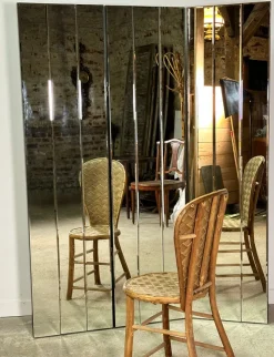 Pamono Vintage 3-Leaf Screen in Beveled Mirrors, 1980s><noscript><img width=
