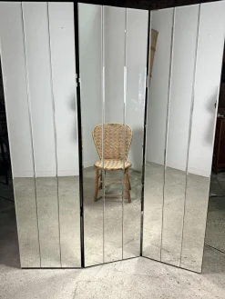Pamono Vintage 3-Leaf Screen in Beveled Mirrors, 1980s><noscript><img width=