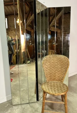Pamono Vintage 3-Leaf Screen in Beveled Mirrors, 1980s><noscript><img width=