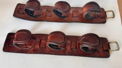 Online Pamono Vintage Leather and Brass Rifle Racks, France, 1970s, Set of 2