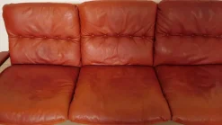 Clearance Pamono Vintage Leather Model King 3-Seater, Armchair and Hocker attributed to André Vandenbeuck for Strässle, Set of 3
