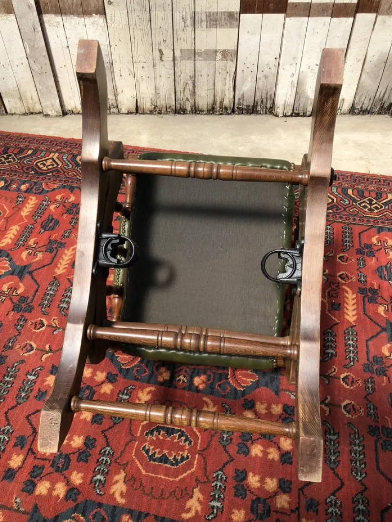 Pamono Vintage Leather Rocking Chair in Dark Green> Rocking Chairs