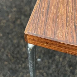 Pamono Vintage Leather, Rosewood & Chromed Steel Side Table / Newspaper Rack, 1970s><noscript><img width=