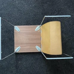 Pamono Vintage Leather, Rosewood & Chromed Steel Side Table / Newspaper Rack, 1970s><noscript><img width=