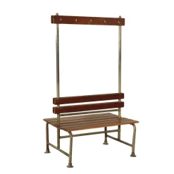 Pamono Vintage Locker Room Bench in Wood and Metal, Italy, 1960s> Benches