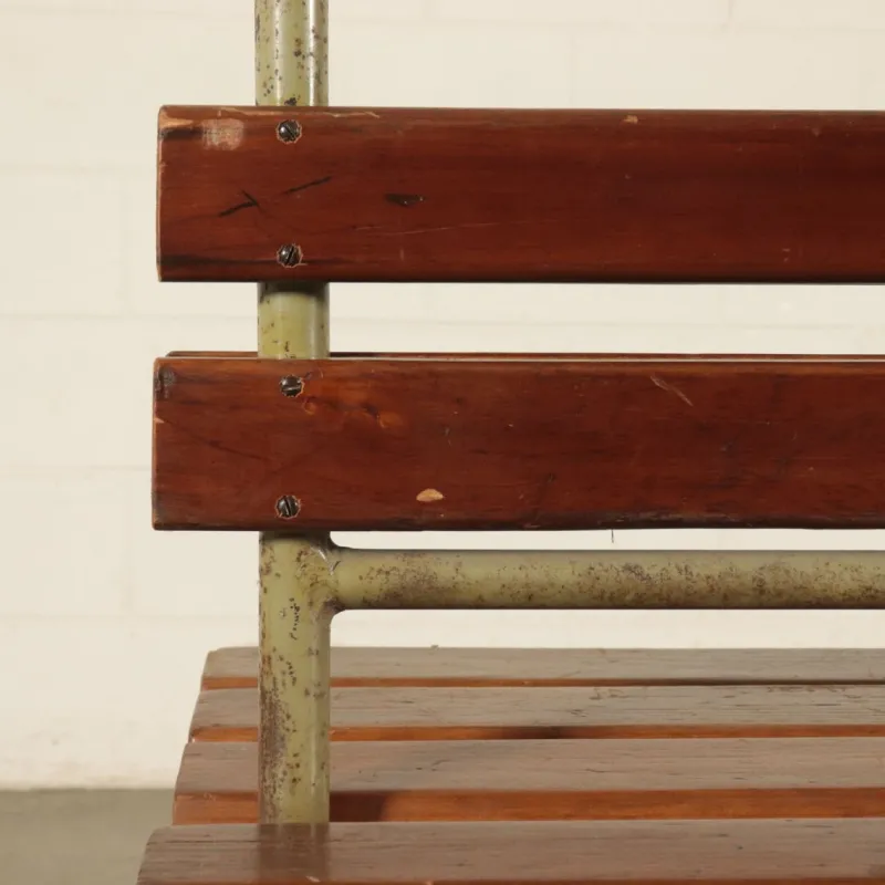 Pamono Vintage Locker Room Bench in Wood and Metal, Italy, 1960s> Benches