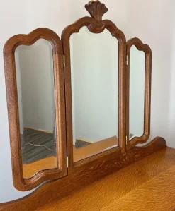 Pamono Vintage Louis French Dressing Table with Mirror in Oak
