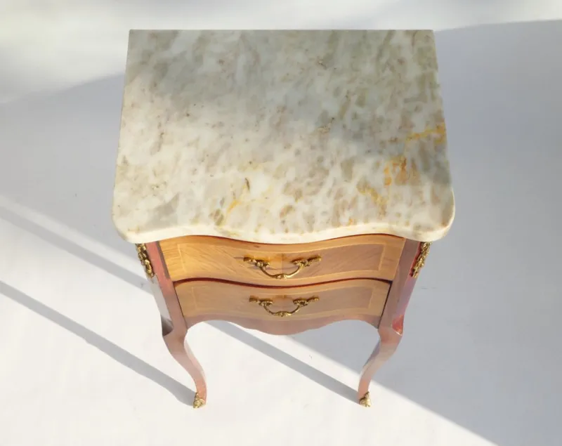 Pamono Vintage Louis XV Style Nightstand with Marble Top, 1940s> Nightstands