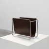 Pamono Vintage Magazine Rack in Chrome and Faux Leather, France, 1960s